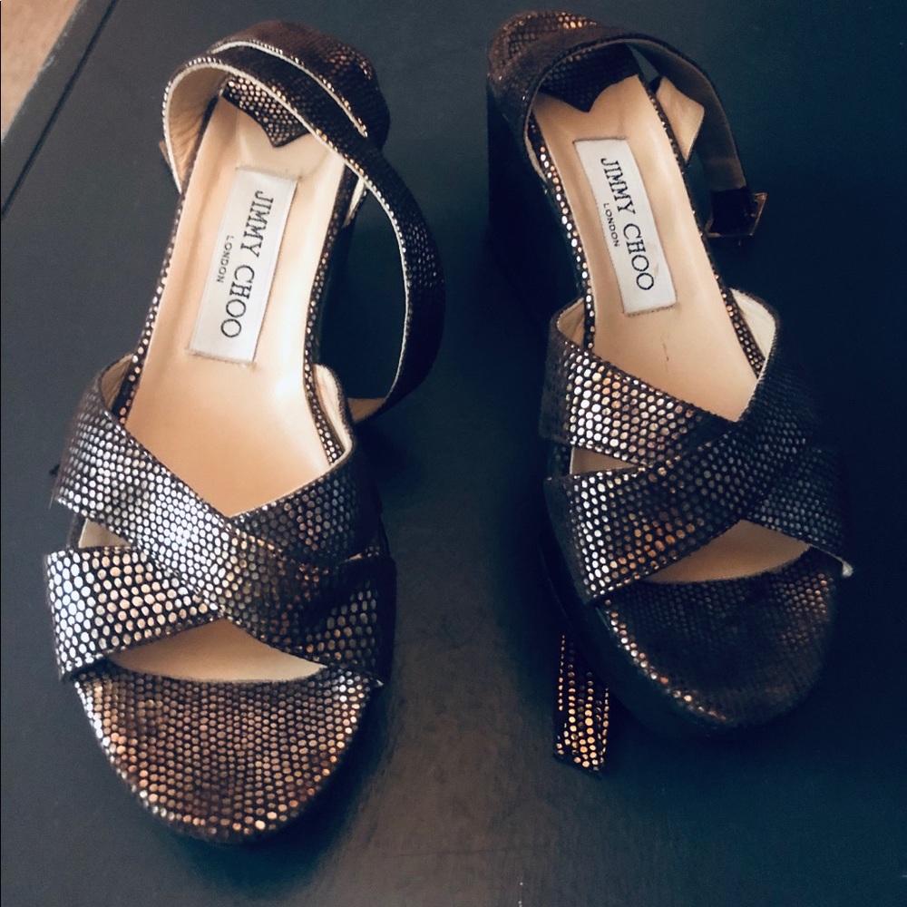 Jimmy Choo snake skin platform sandal